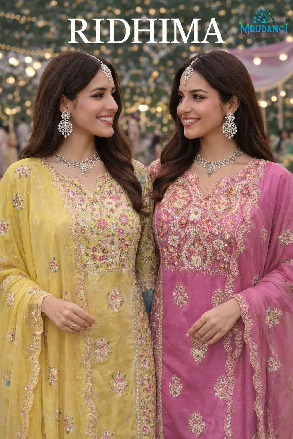 Mrudangi Ridhima Simar Silk Embroidered Kurti Plazzo And Dupatta Collection
