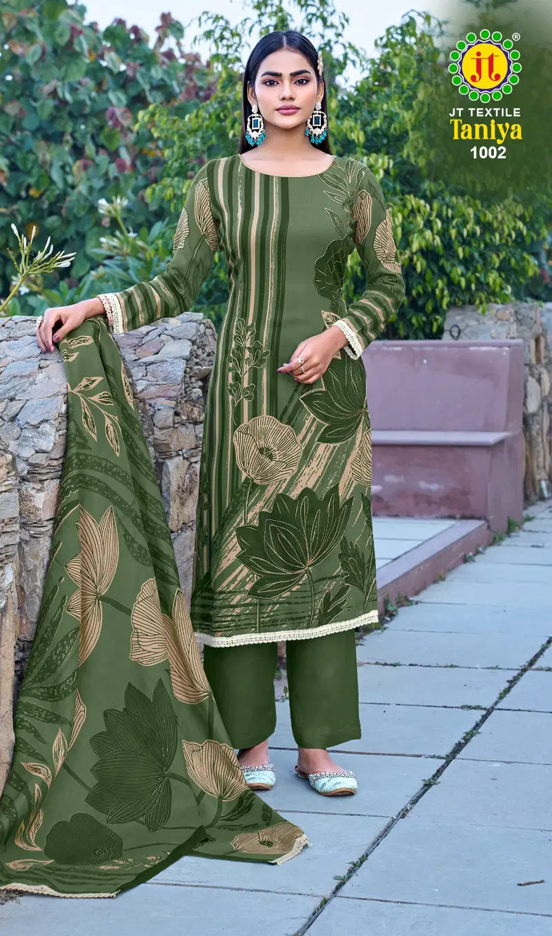 Jt Taniya Rayon Hand Worked Fancy Dress Material