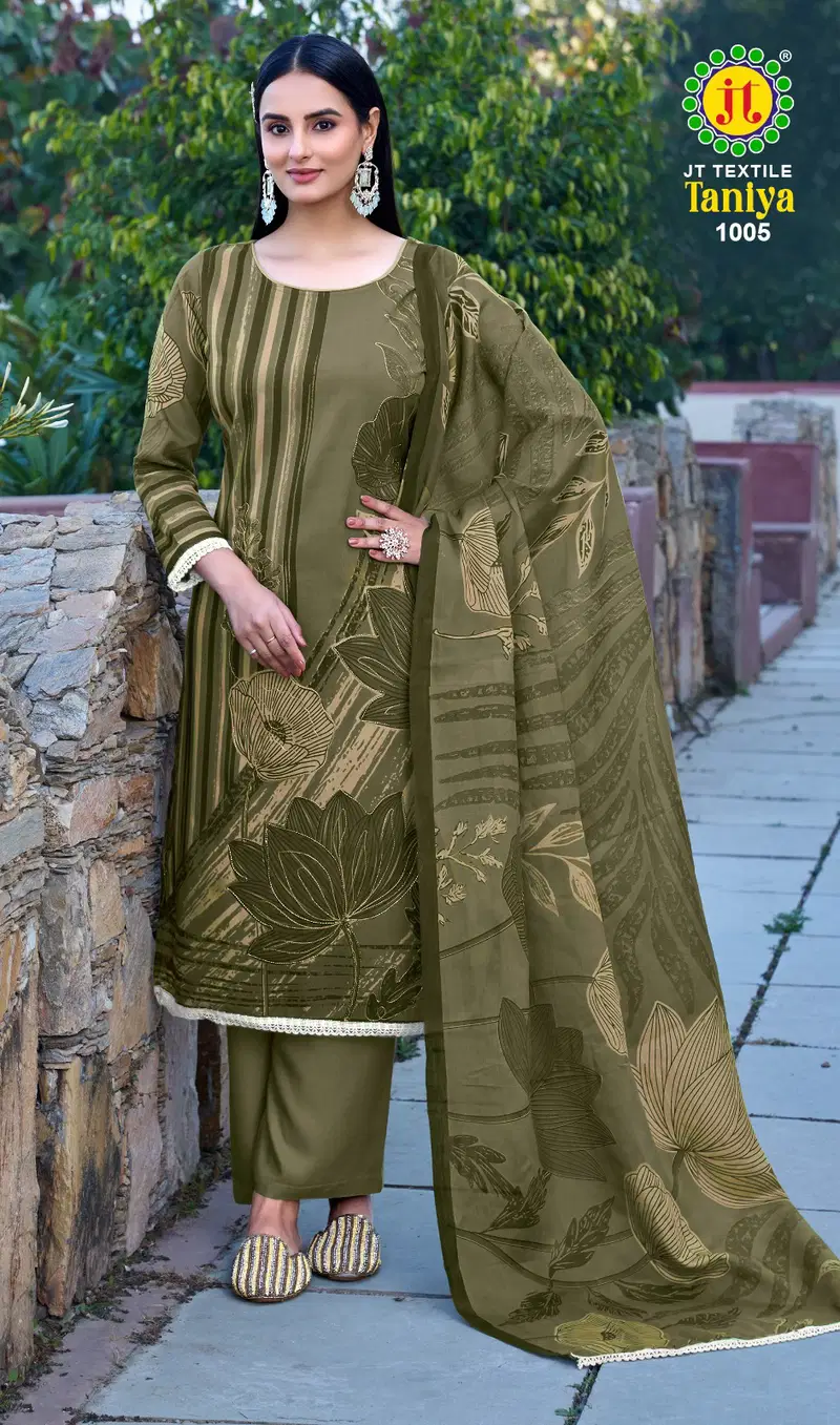 Jt Taniya Rayon Hand Worked Fancy Dress Material