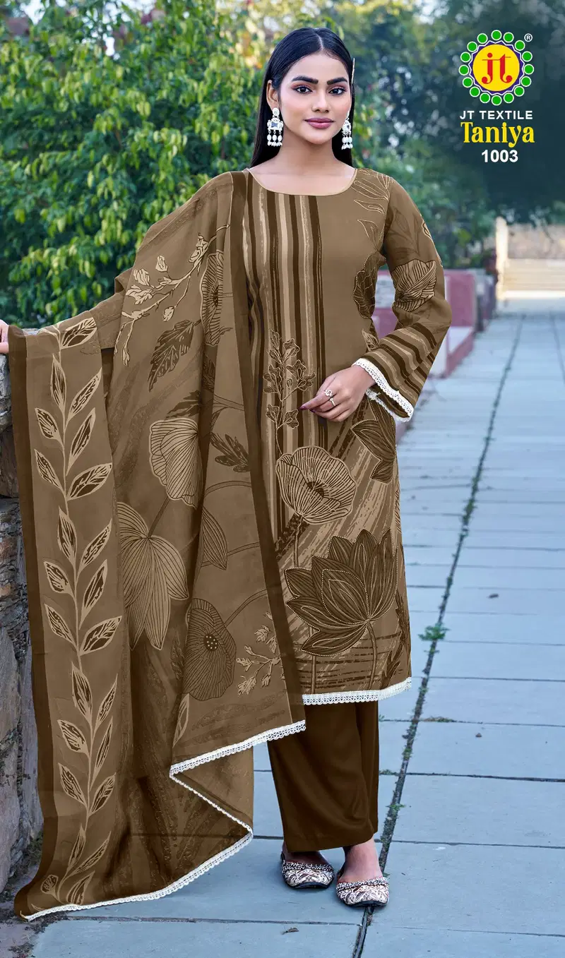 Jt Taniya Rayon Hand Worked Fancy Dress Material