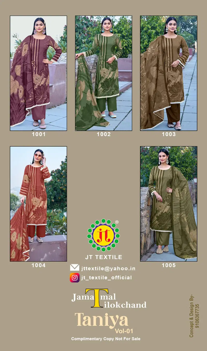 Jt Taniya Rayon Hand Worked Fancy Dress Material