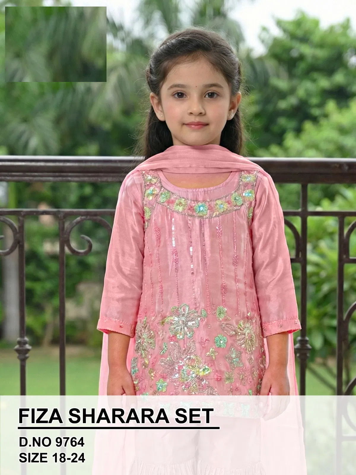 Fiza 9764 Ho Silk Embroidery Kids Kurti With Sharara Dupatta Collection