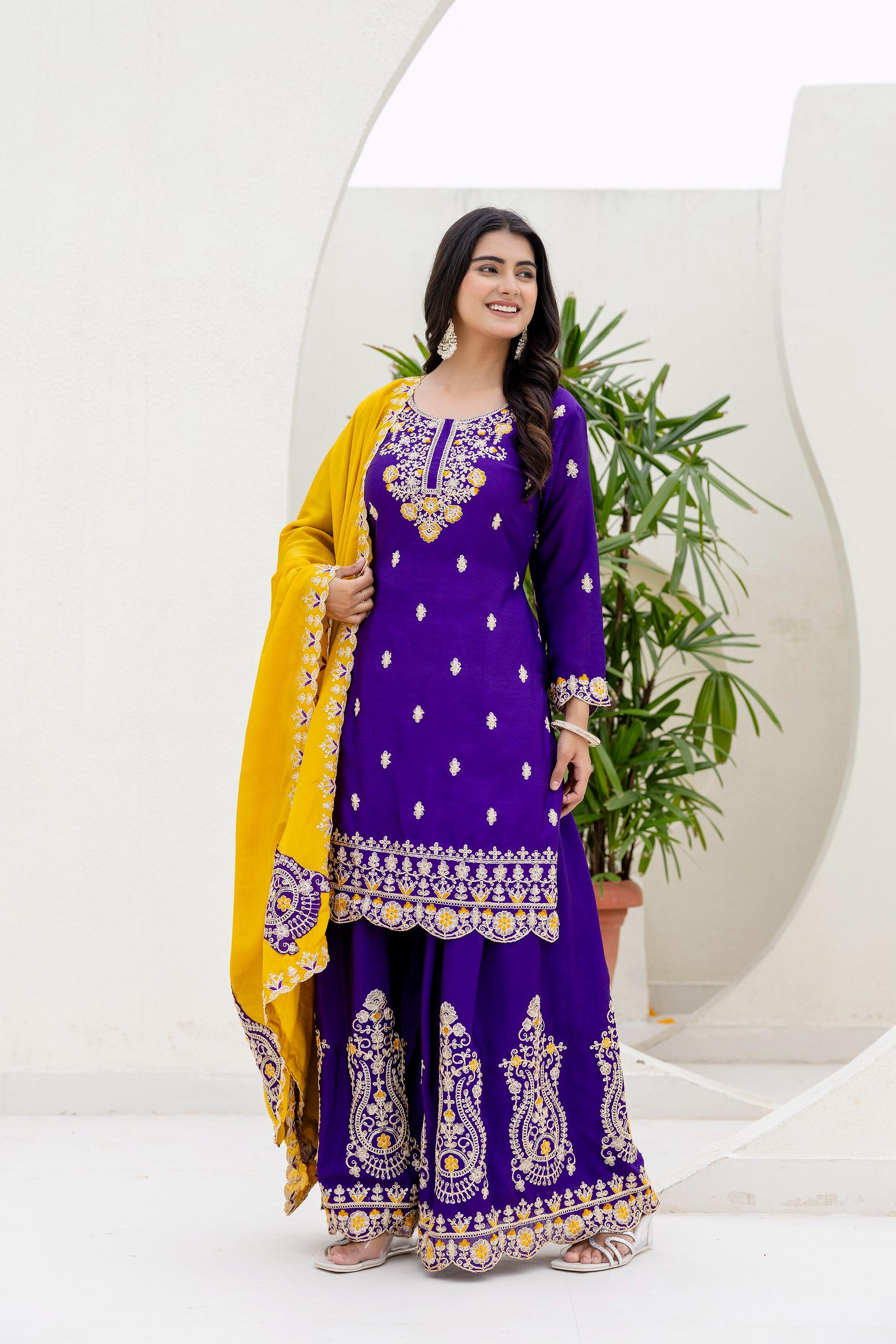 Dv 5129 Embroidery dress Chinon Silk Kurti Bottom With Duppta Collection 