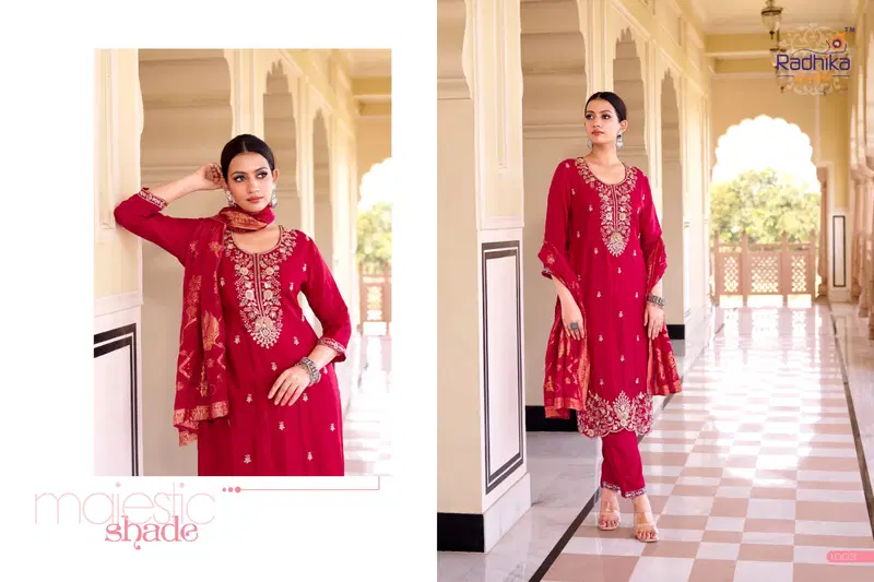 Radhika Kalini Vol 1 Pure Silk With Beads Worked Kurti Pant And Dupatta