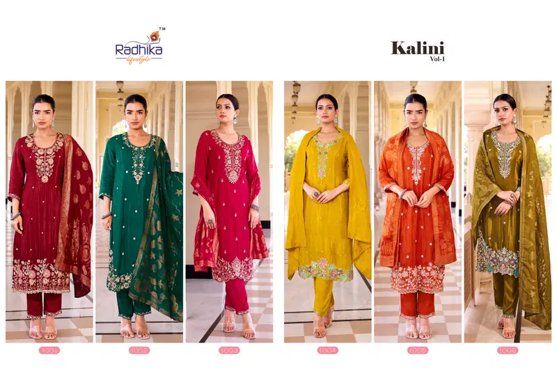 Radhika Kalini Vol 1 Pure Silk With Beads Worked Kurti Pant And Dupatta