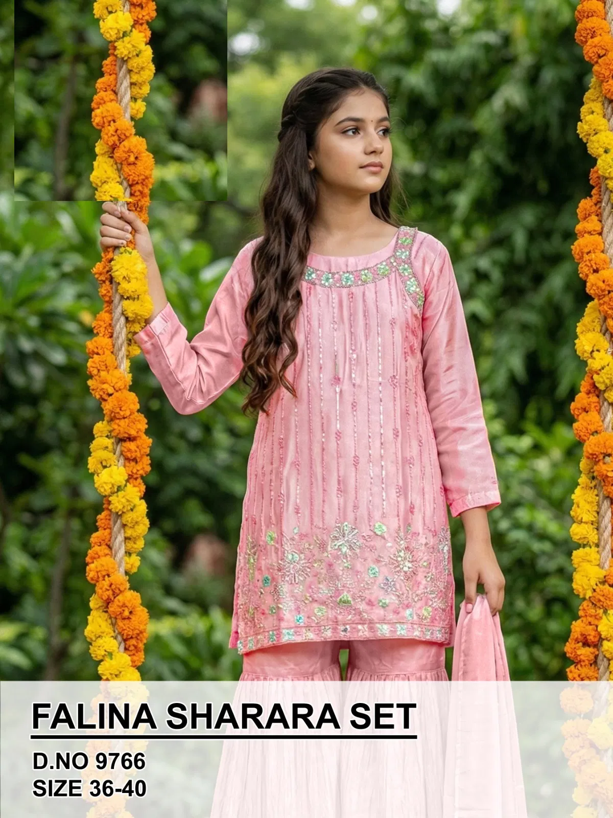 Falina 9766 Ho Silk Embroidery Kurti With Sharara Dupatta Collection