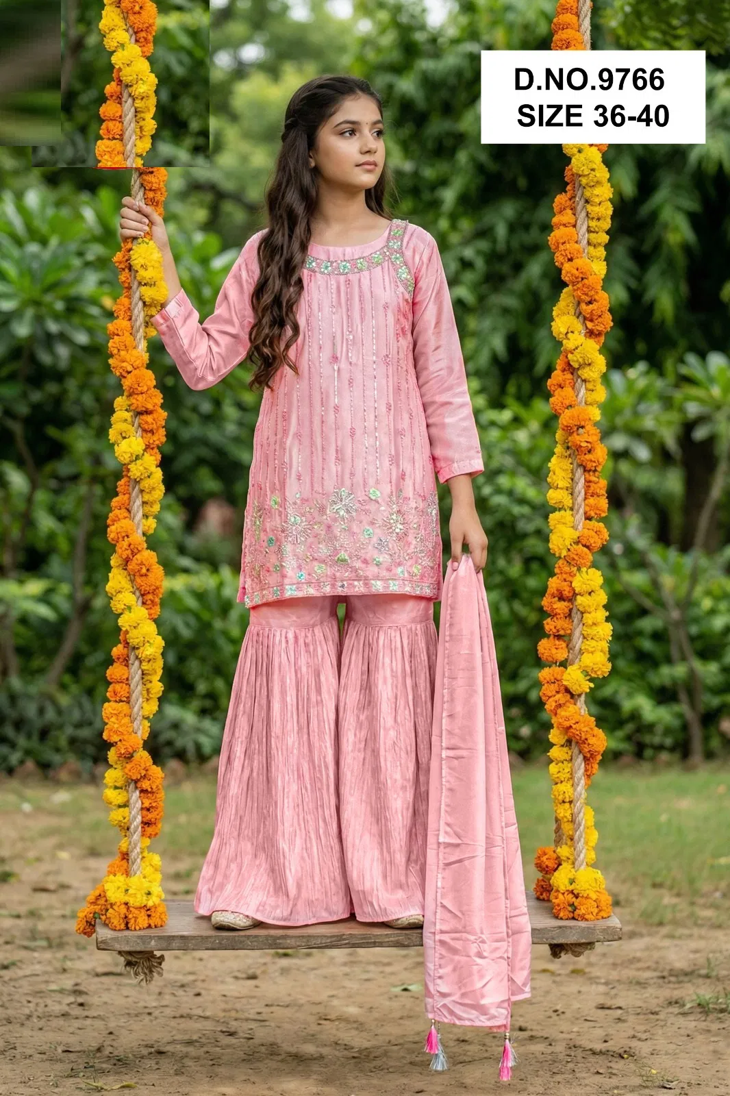 Falina 9766 Ho Silk Embroidery Kurti With Sharara Dupatta Collection