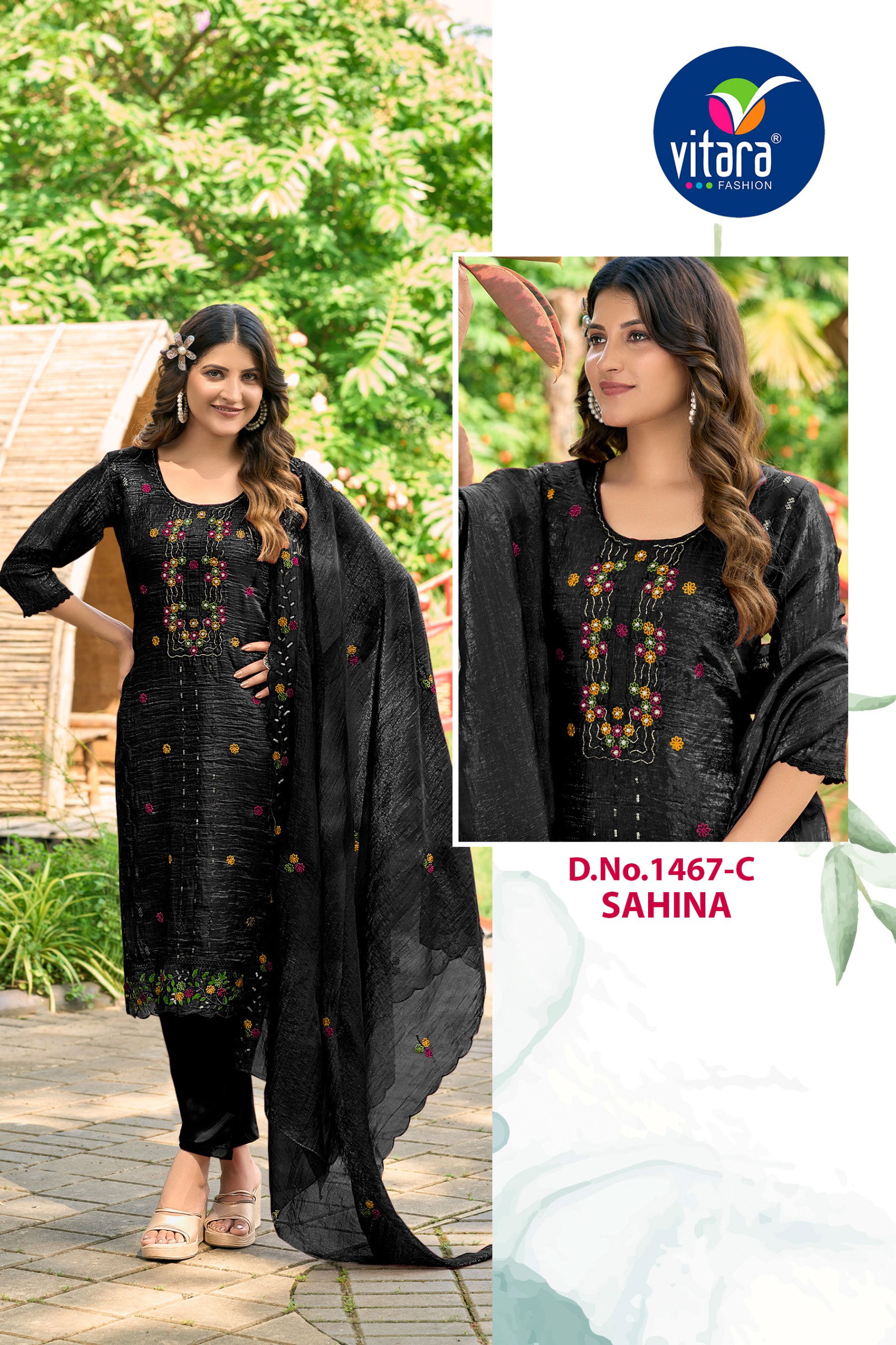 Vitara Sahina Crunchy Embroidery And Handwork Kurti Bottom With Dupatta