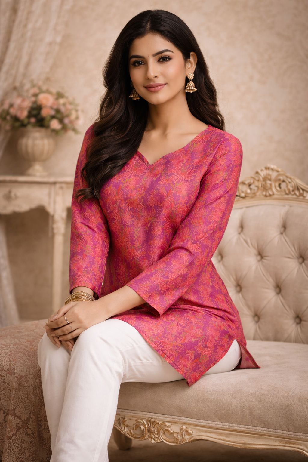 Aawiya RJ 14 Muslin Digital Printed Tunic Style Top