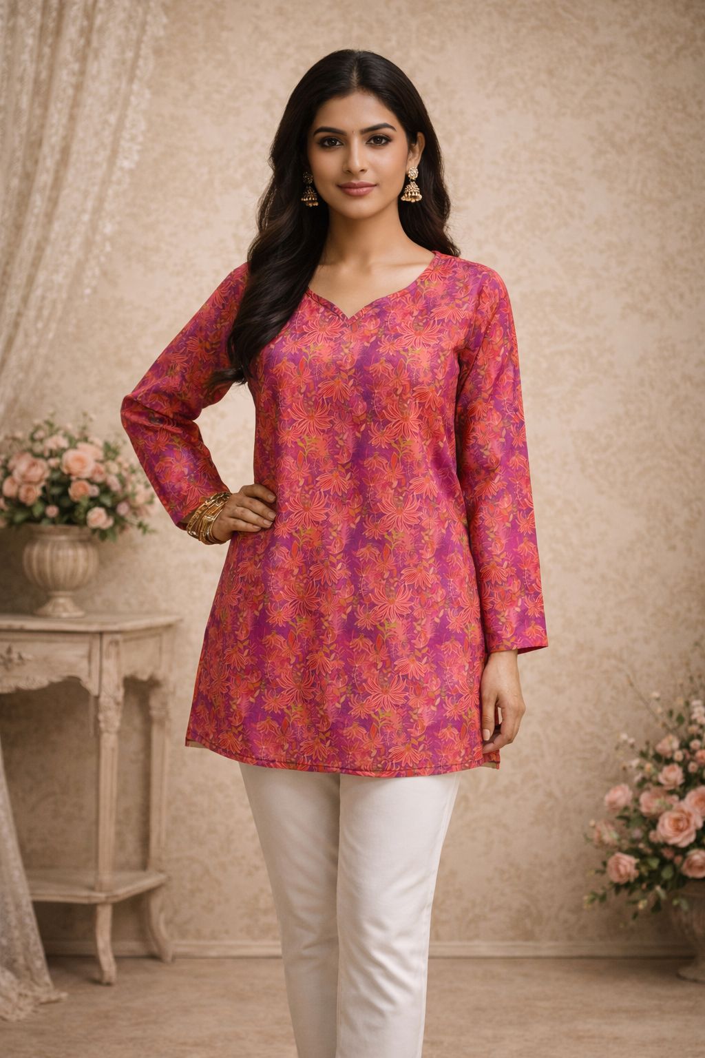 Aawiya RJ 14 Muslin Digital Printed Tunic Style Top