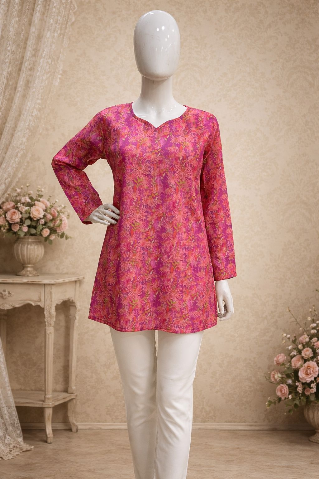 Aawiya RJ 14 Muslin Digital Printed Tunic Style Top