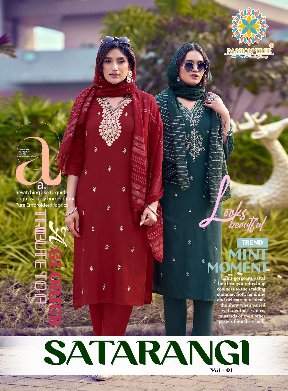 Satarangi Viol 1 By Passion Tree Heavy Rayon Embroidery Kurti Bottom With Dupatta