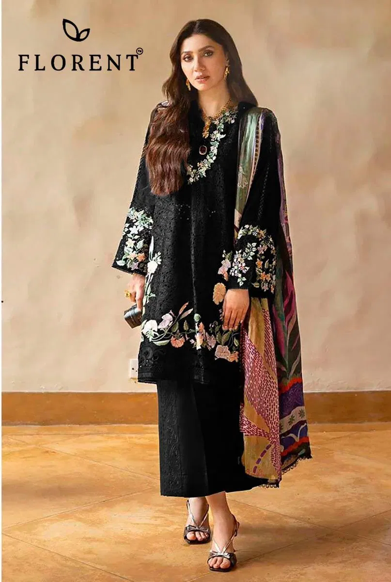 Florent D No 1048 A To F Cambric Cotton Embroidered Pakistani Salwar Suit