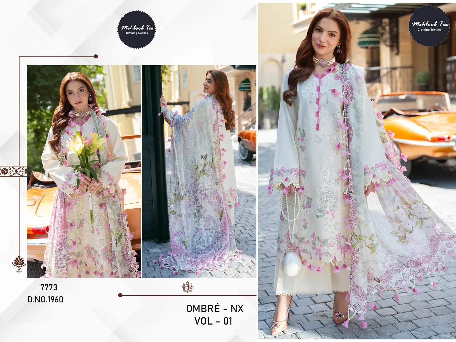 Mehboob Tex Ombre Nx Vol 1 Cotton Dupatta Cotton With Embroiedered Salwar Suit