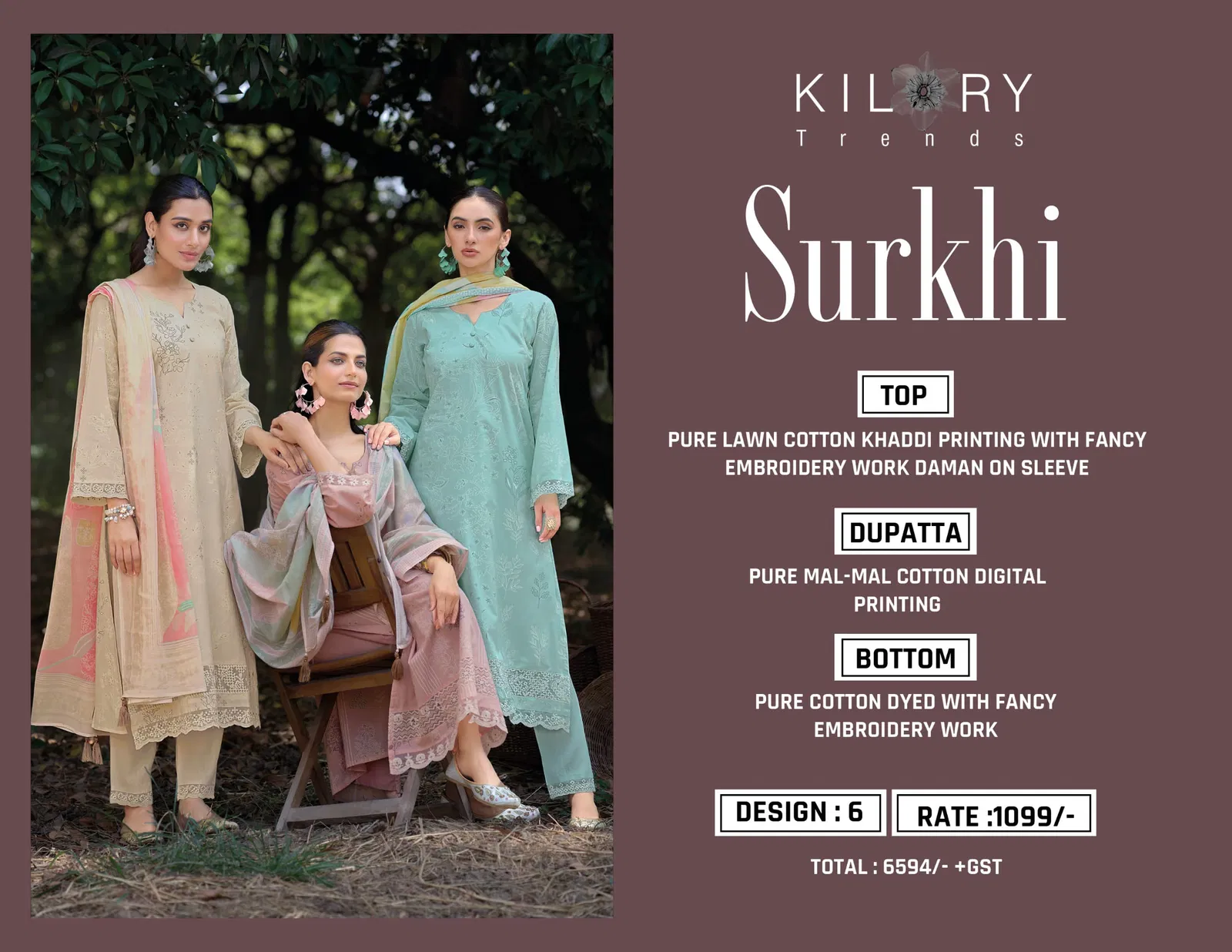 Kilory Surkhi Lawn Cotton Khadi Printed Salwar Kameez