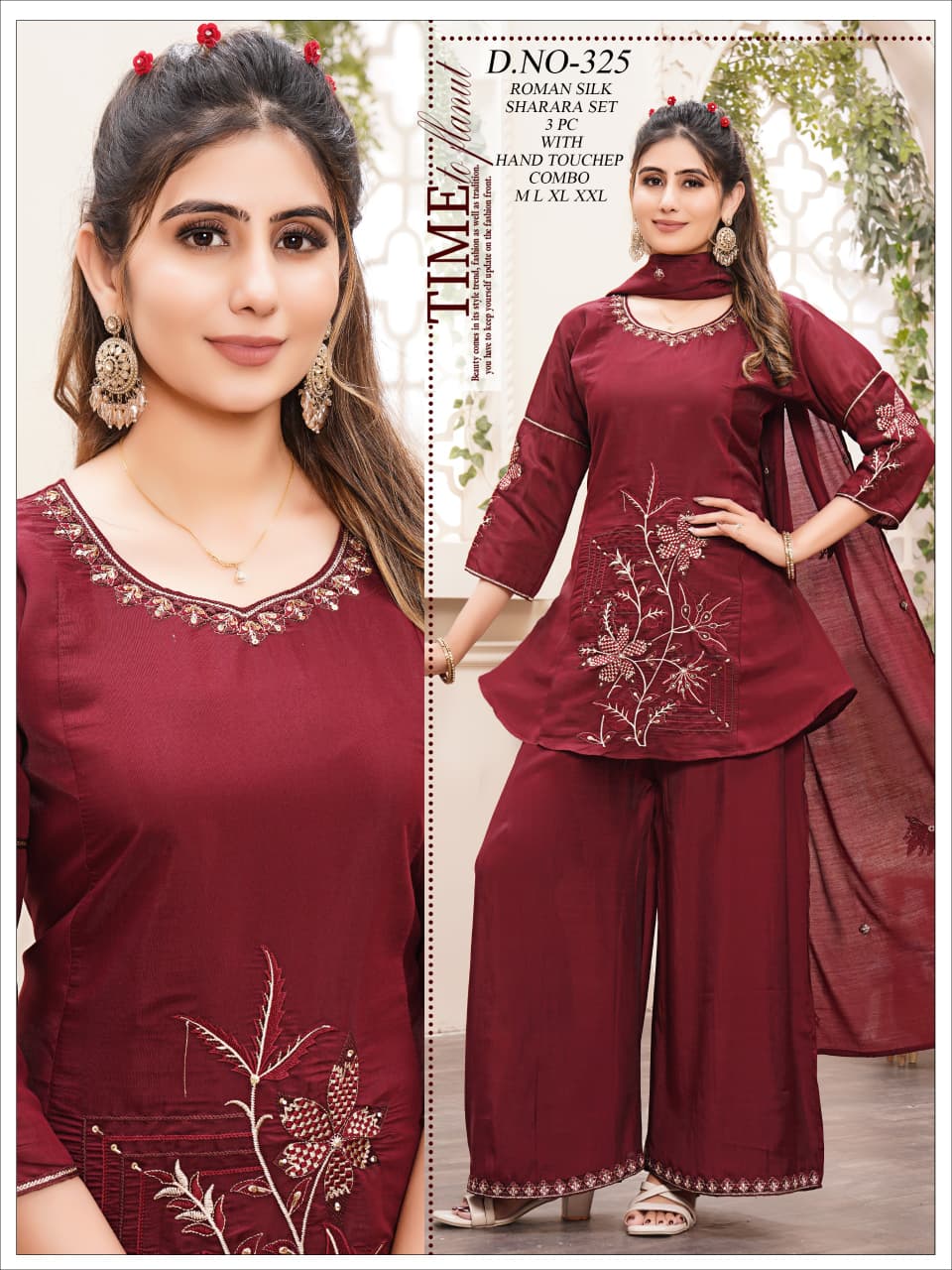 Dnp 325 Roman Silk Sharara Set