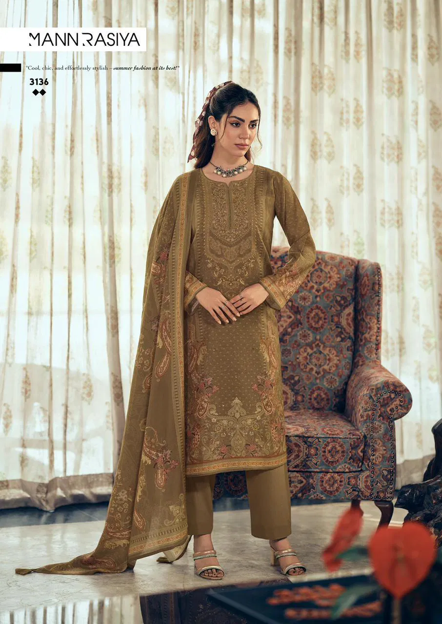 Mannrasiya Magic Viscose Linen With Heavy Khatli Worked Salwar Kameez