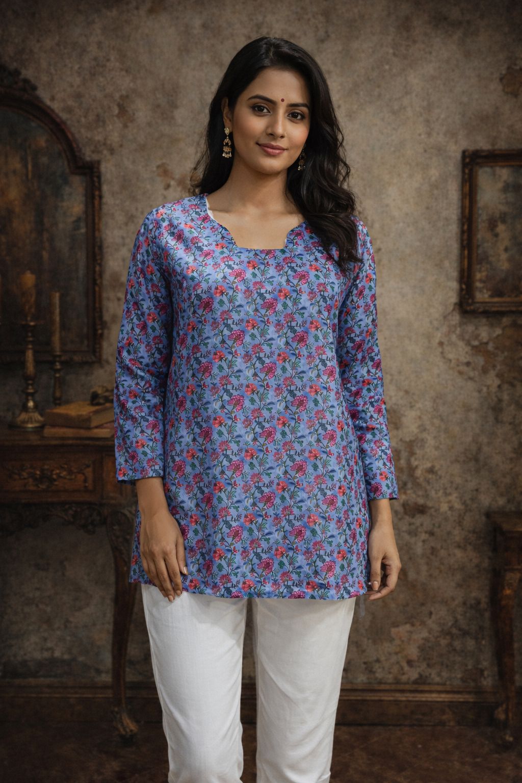 Aawiya RJ 15 Muslin Digital Printed Tunic Style Top