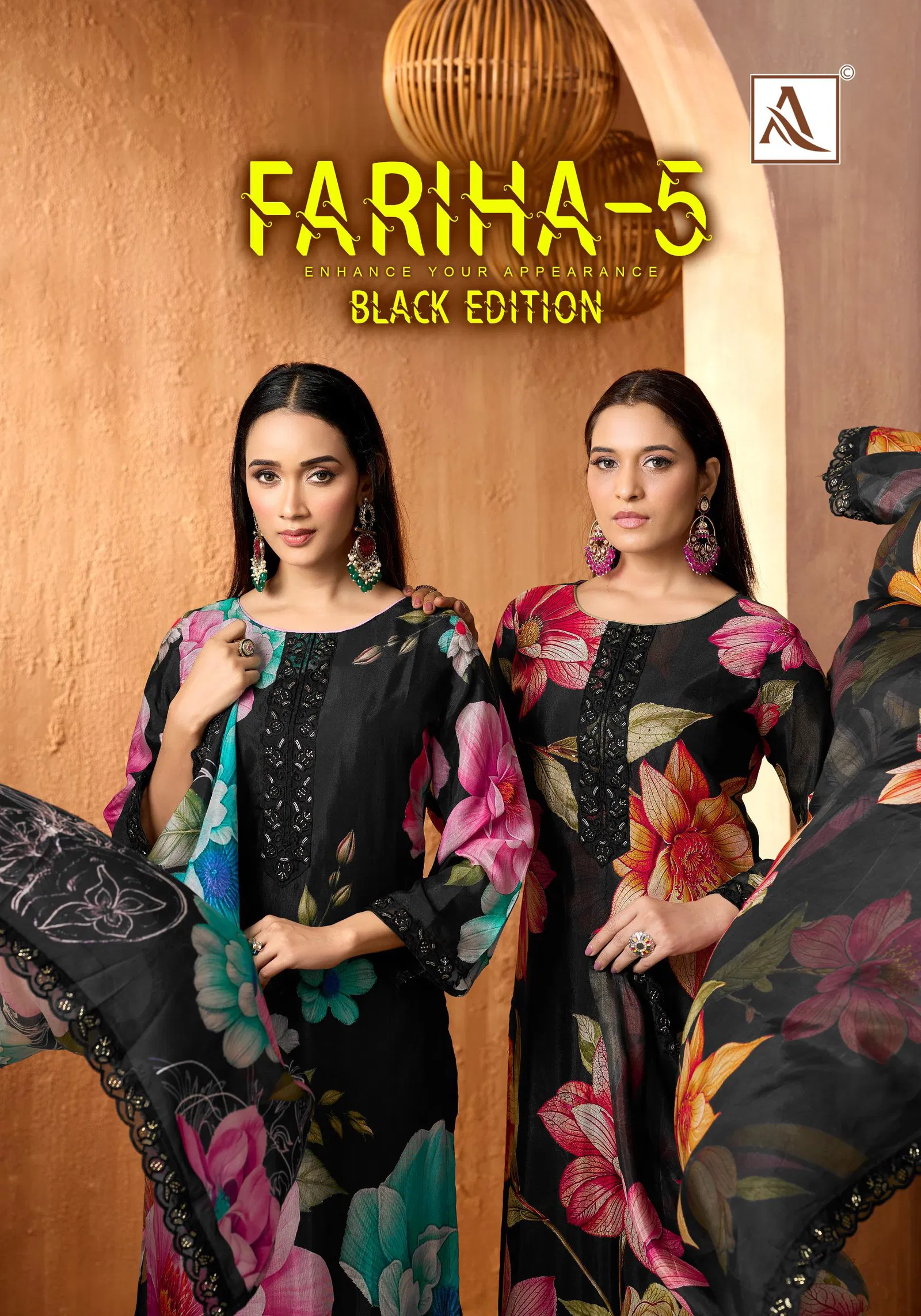 Alok Fariha Vol 5 Black Edition Muslin Digital Embroidered Dress Material