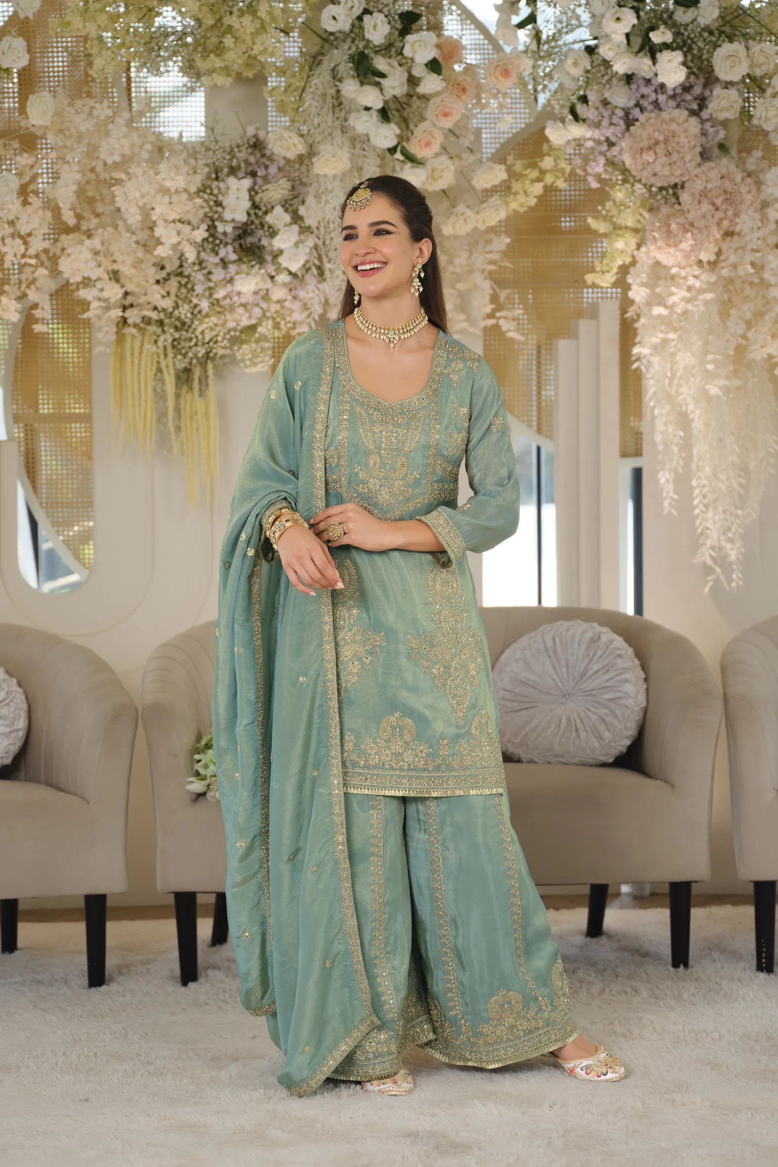 Indo Era 2633 Silk Blend Embroidered Thread Worked Designer Salwar Kameez