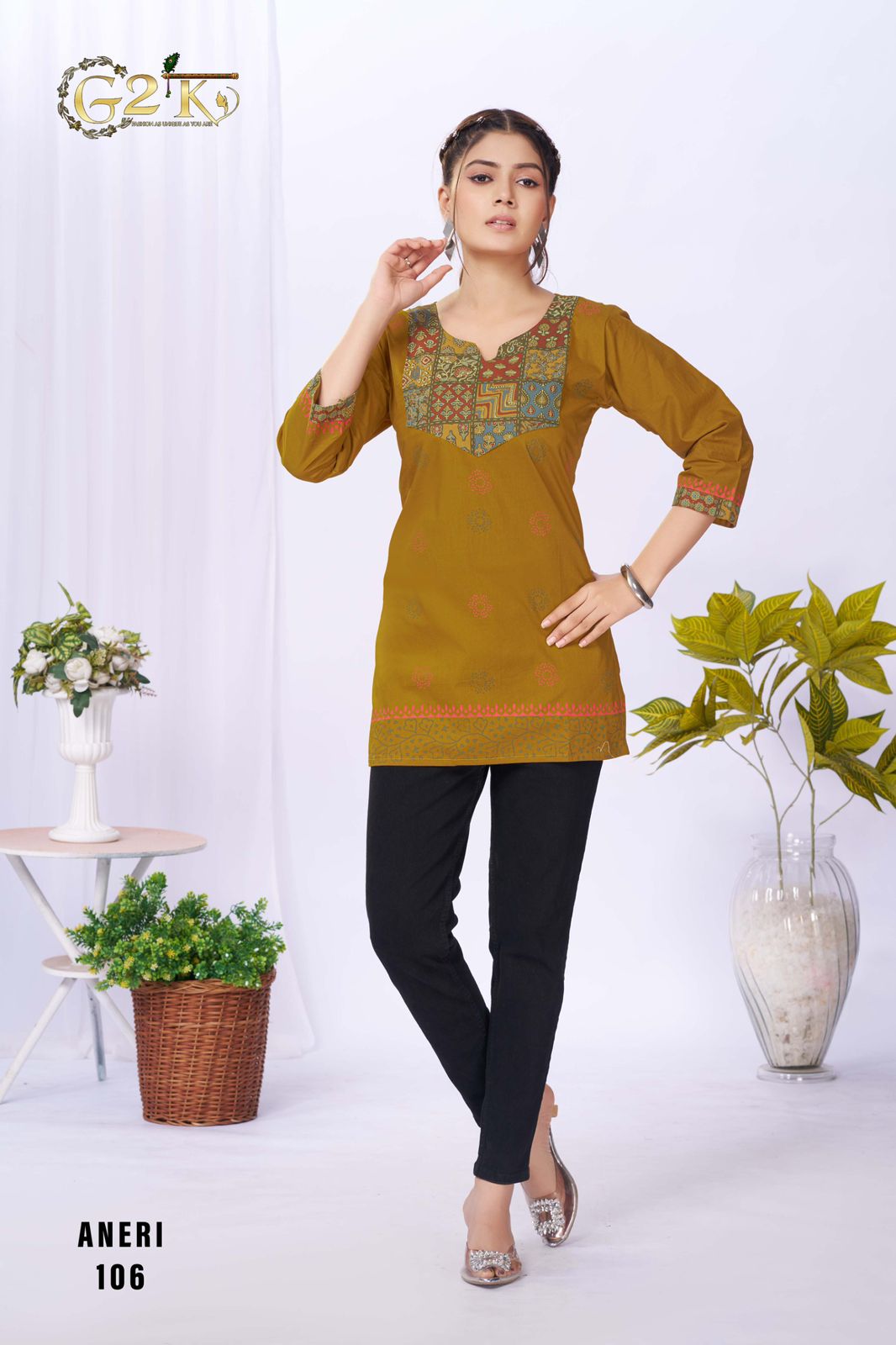 G2K Aneri Readymade Short Tunic Top