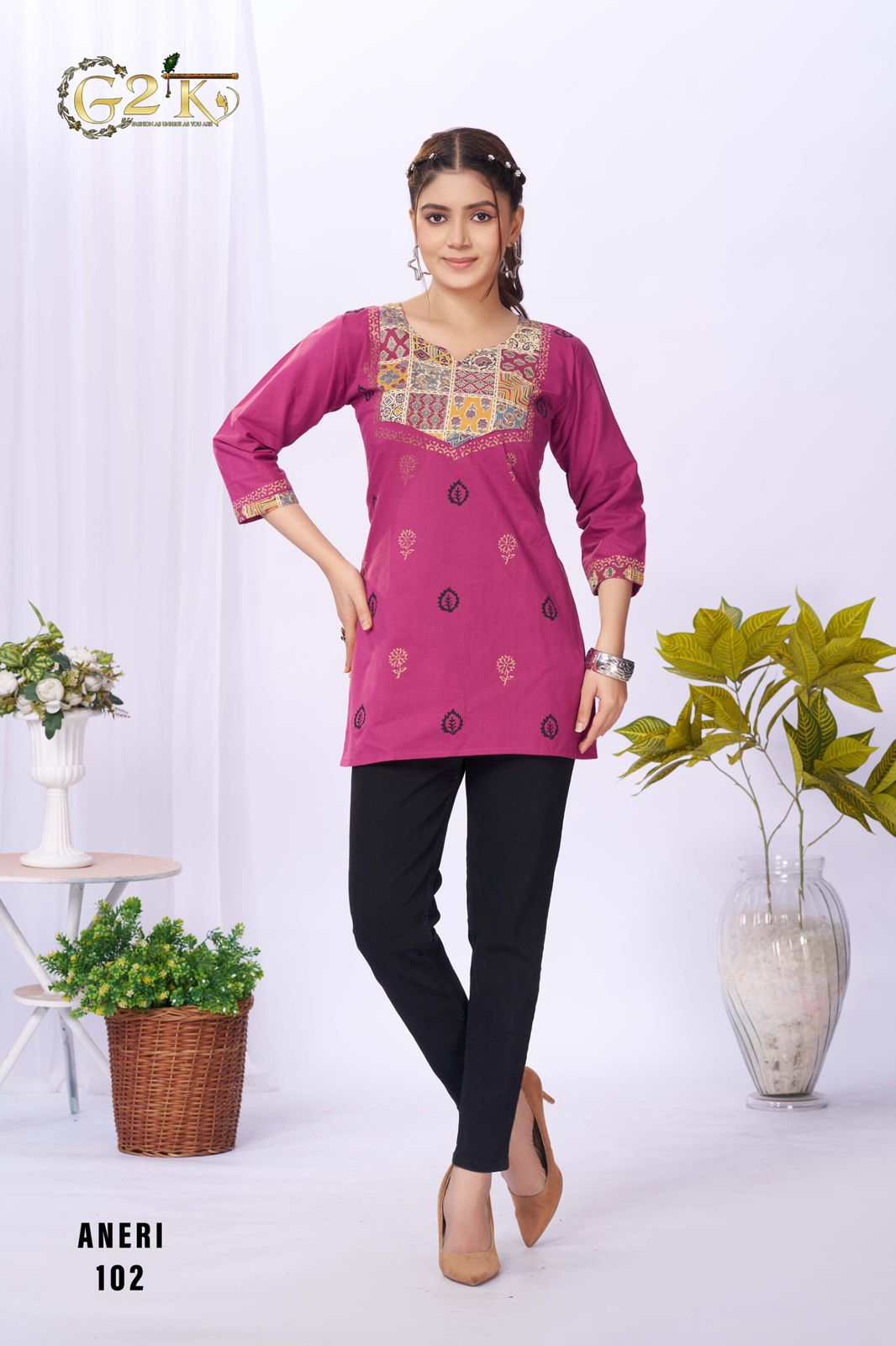 G2K Aneri Readymade Short Tunic Top