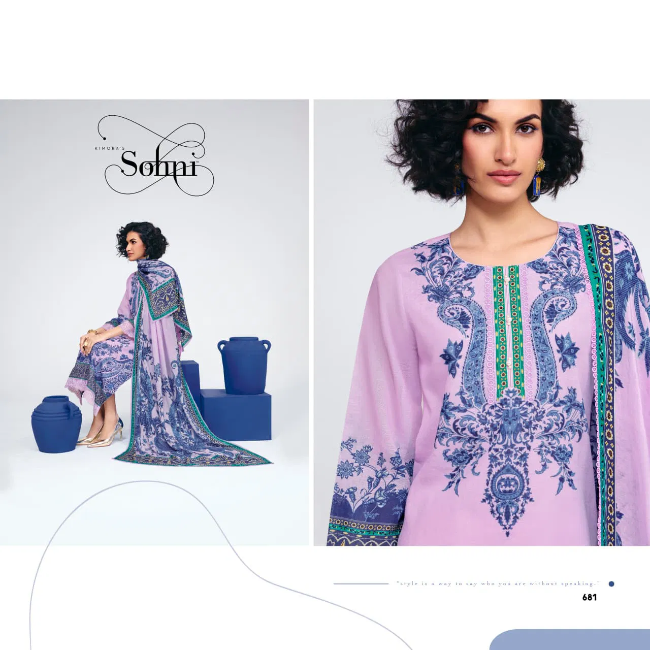 Kimora Sohni Indigo Linen Digital Printed Salwar Kameez
