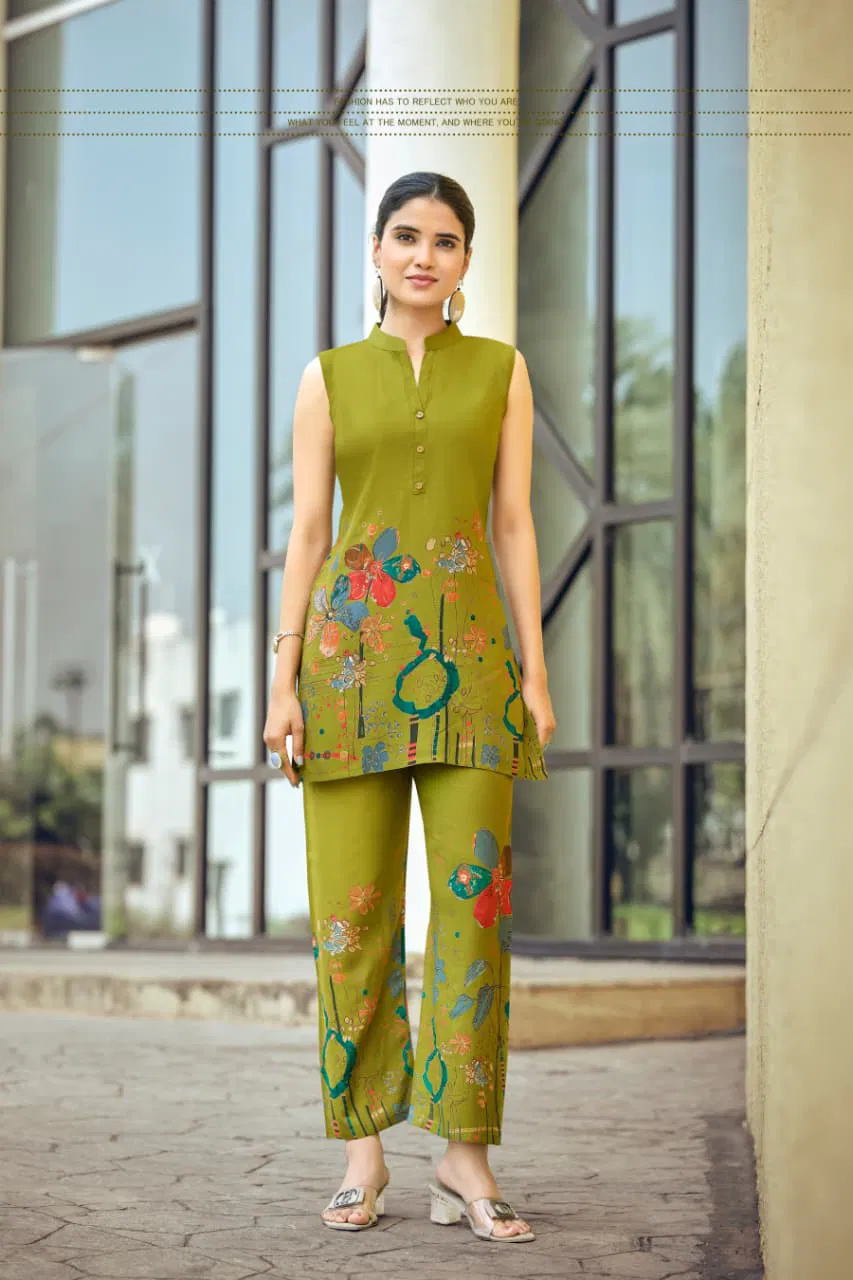 Tips And Tops Summer Beauty Vol 4 Rayon Discharge Printed Co Ord Set