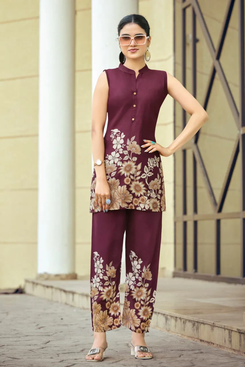 Tips And Tops Summer Beauty Vol 4 Rayon Discharge Printed Co Ord Set