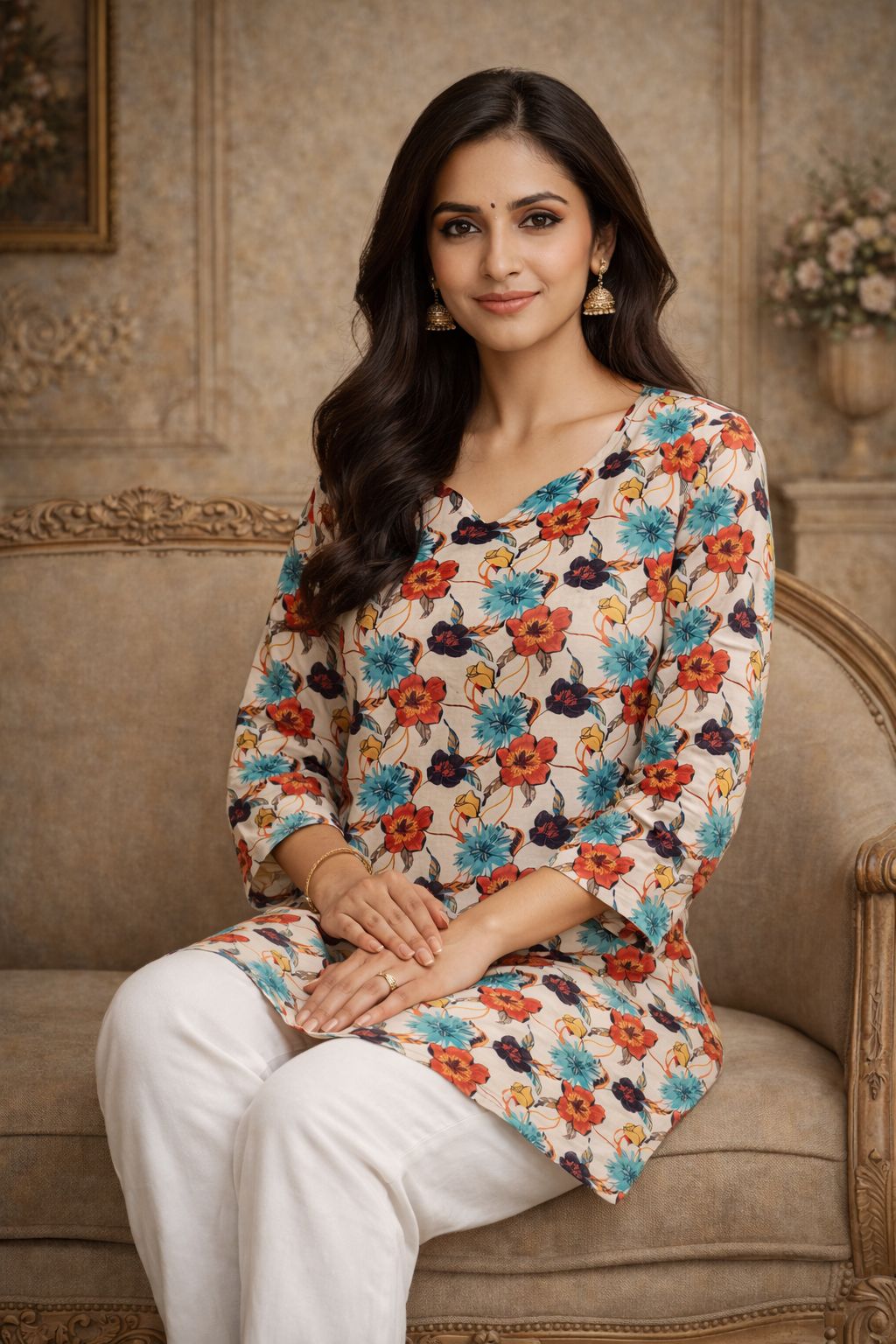 Aawiya RJ 16 Muslin Digital Printed Tunic Style Top