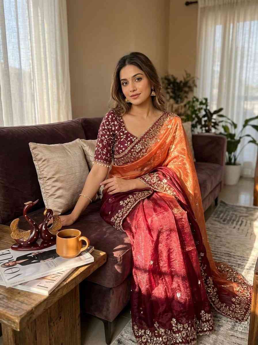 Kc 2096 Soft Frendy Chiffon Beautiful Sequence Worked Designer Saree Collection