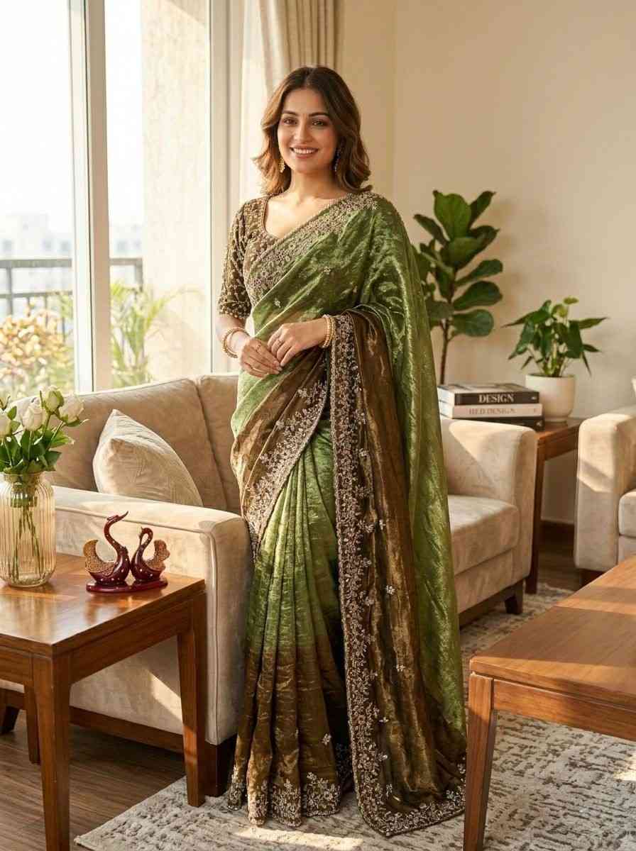 Kc 2096 Soft Frendy Chiffon Beautiful Sequence Worked Designer Saree Collection