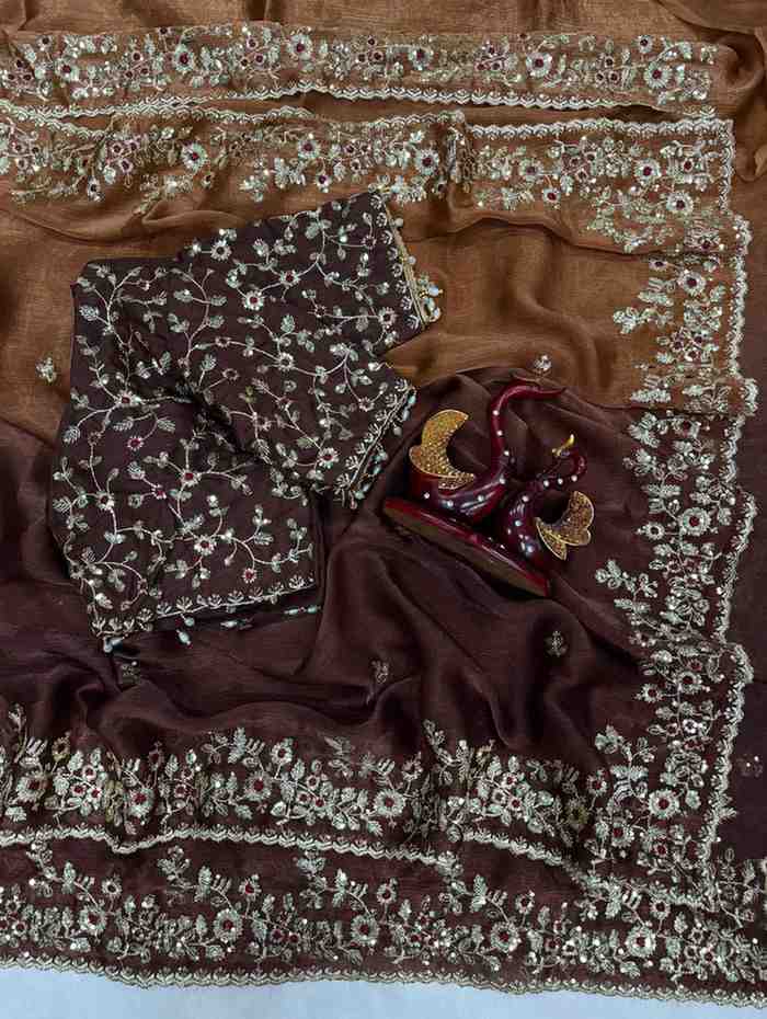 Kc 2096 Soft Frendy Chiffon Beautiful Sequence Worked Designer Saree Collection