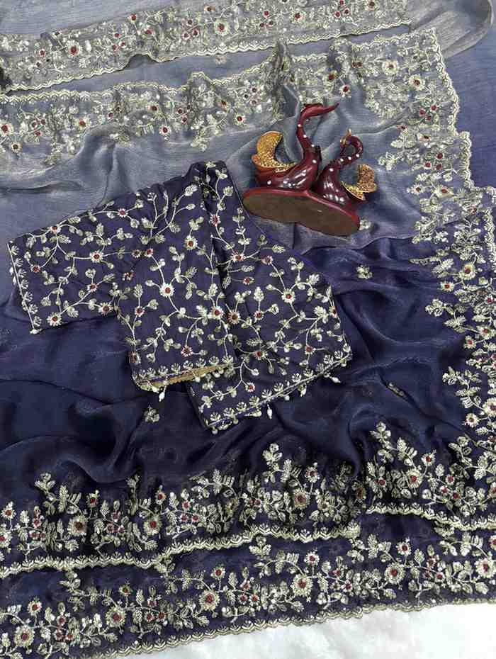 Kc 2096 Soft Frendy Chiffon Beautiful Sequence Worked Designer Saree Collection