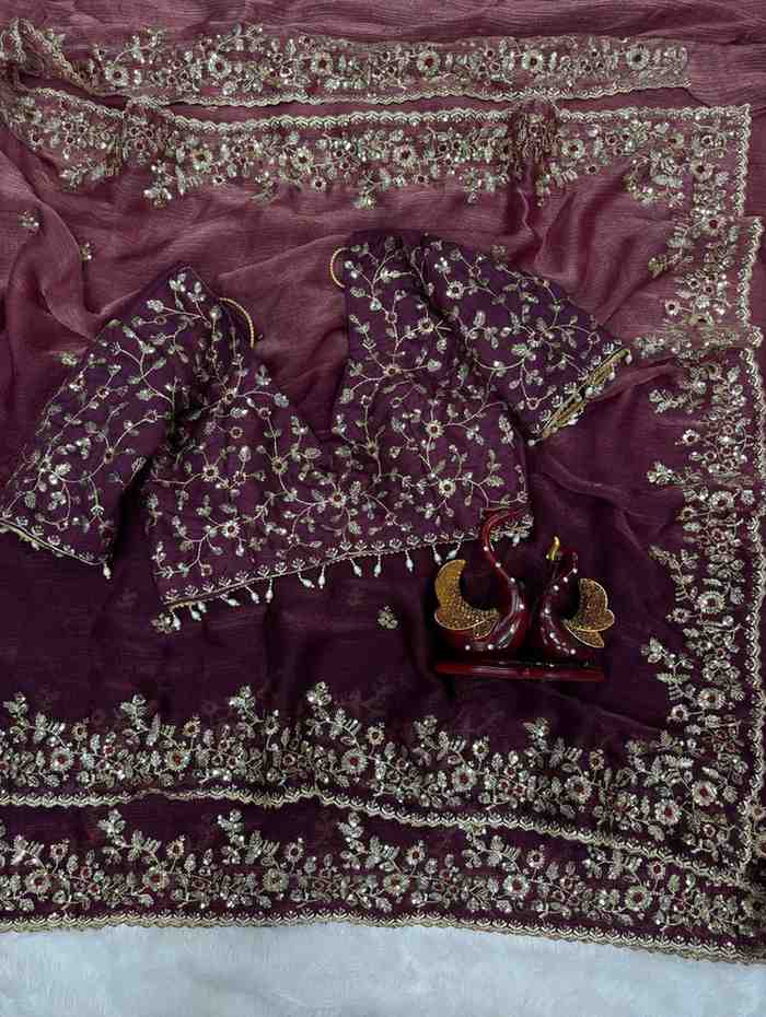 Kc 2096 Soft Frendy Chiffon Beautiful Sequence Worked Designer Saree Collection