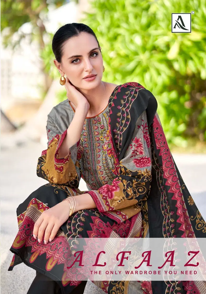 Alok Alfaaz Cambric Cotton Embroidered Dress Material