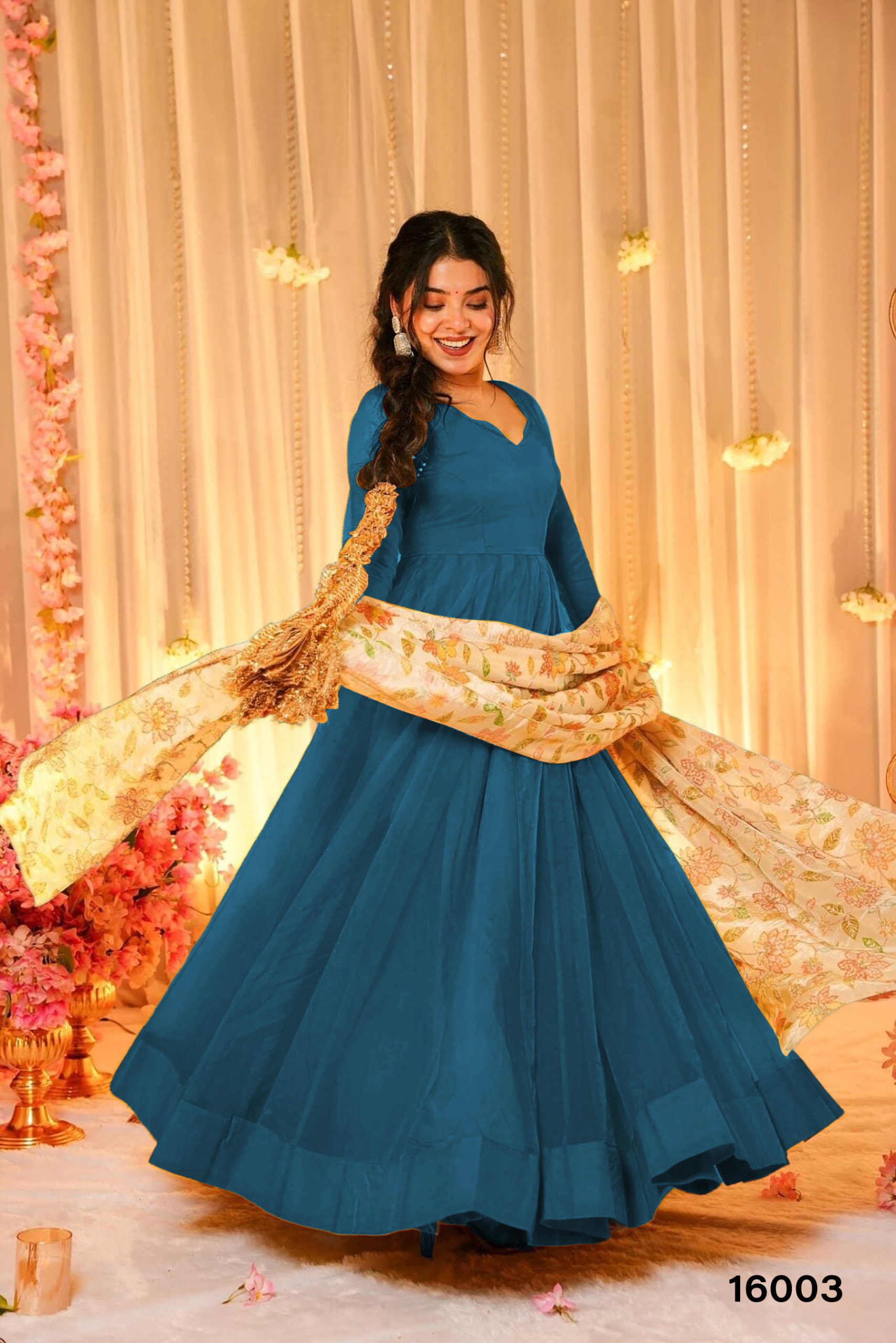 Clora Vol 16 Teby Silk Plain Gown With Digital Printed Dupatta