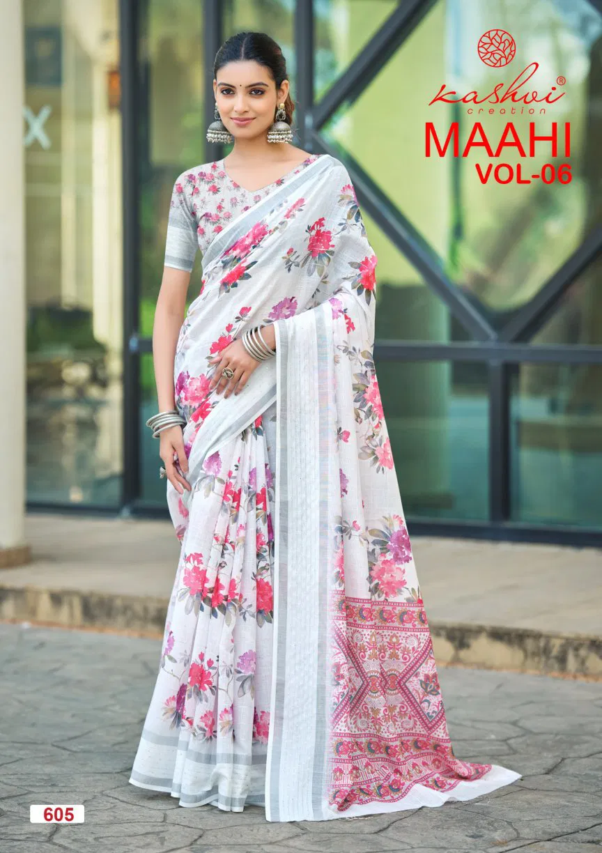 Kashvi Maahi Vol 6 Linen With Sequence Border Saree Collection