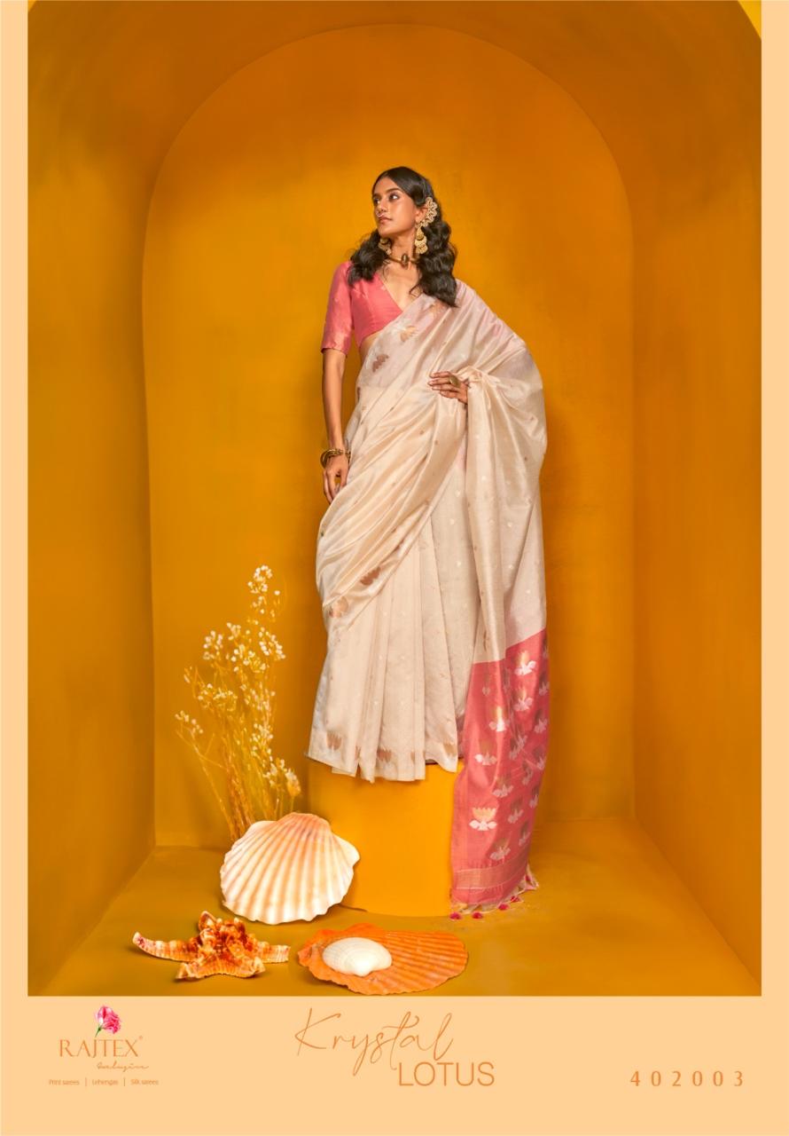 Rajtex Krystal Lotus Tussar Handloom Weaving Silk Saree