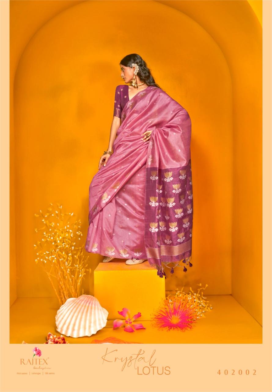 Rajtex Krystal Lotus Tussar Handloom Weaving Silk Saree