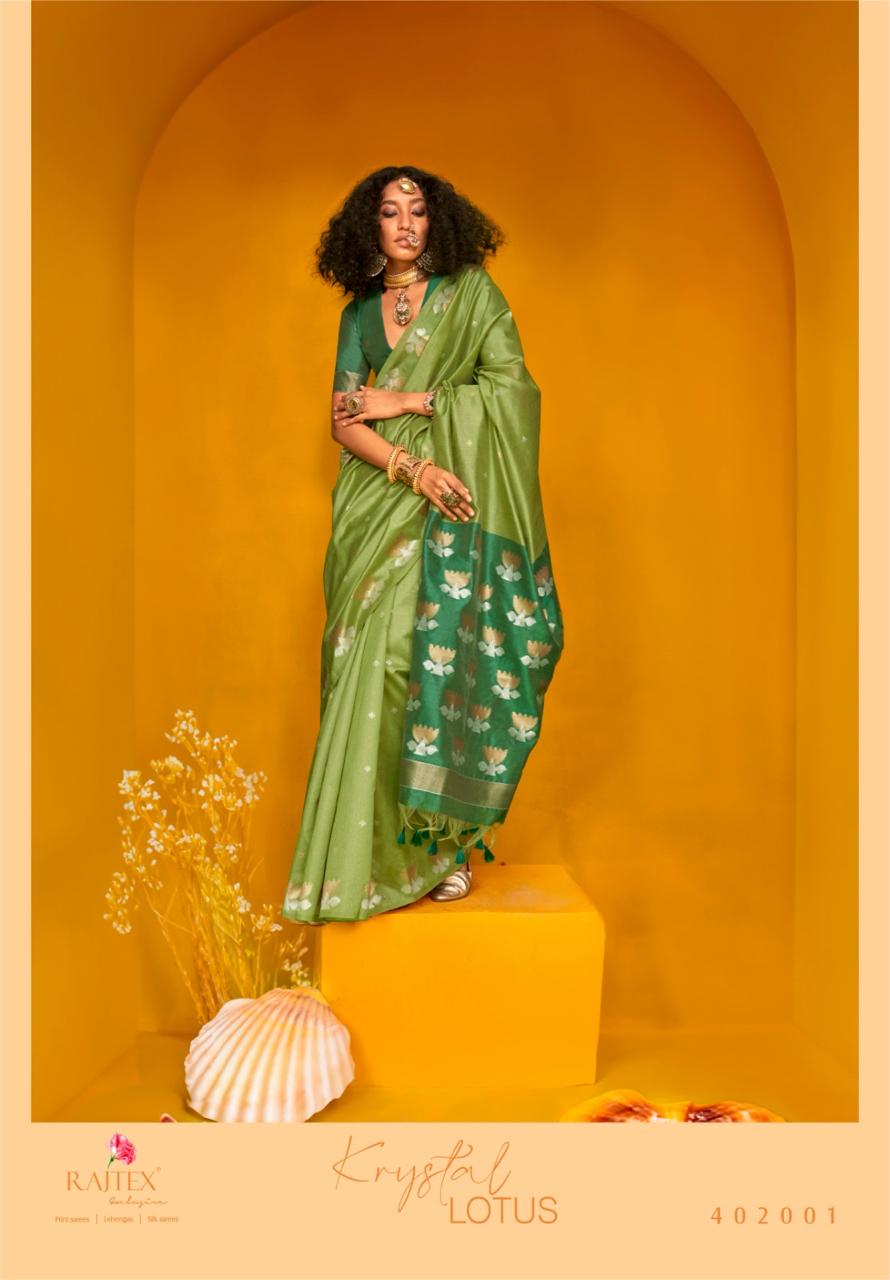 Rajtex Krystal Lotus Tussar Handloom Weaving Silk Saree