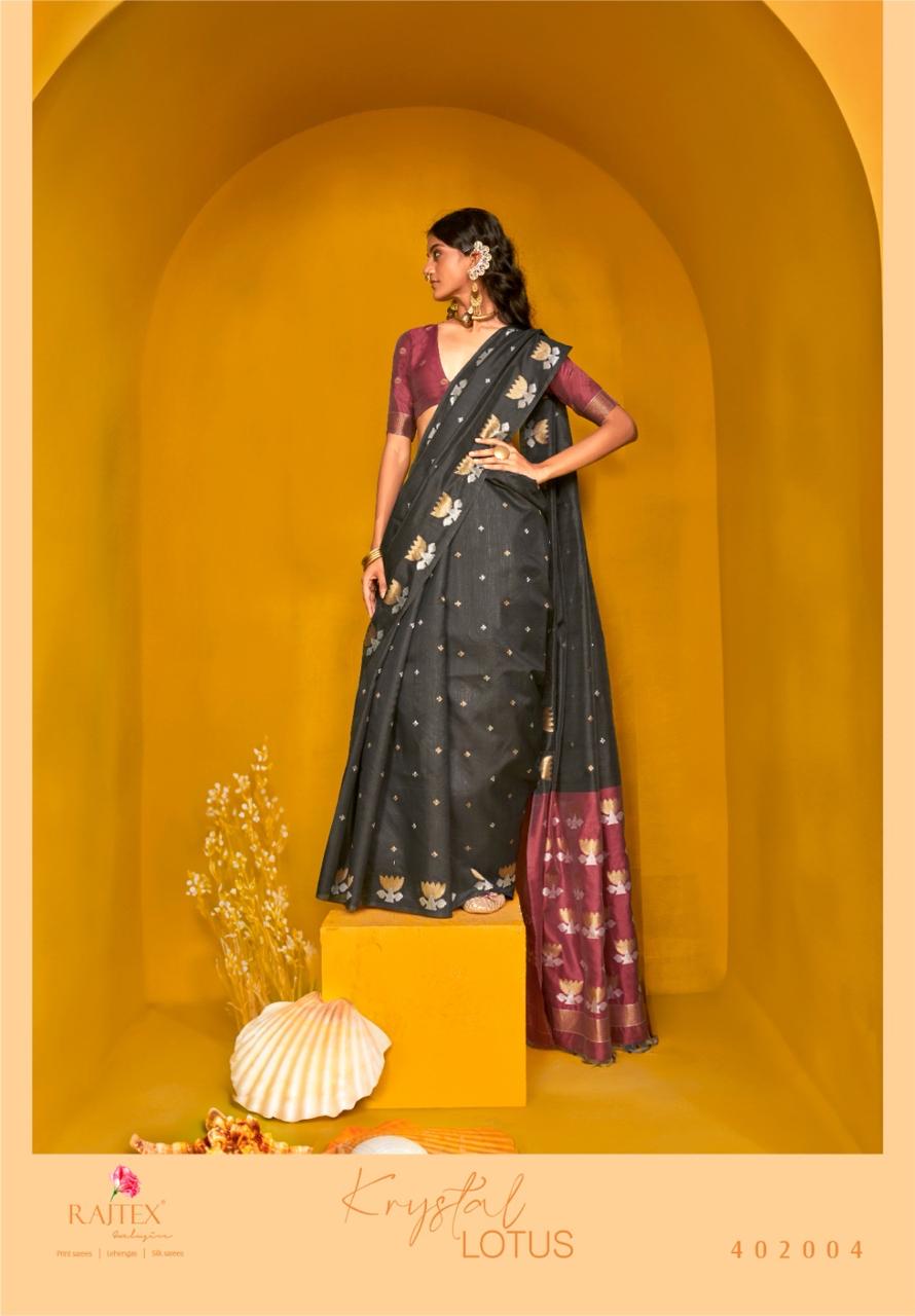 Rajtex Krystal Lotus Tussar Handloom Weaving Silk Saree