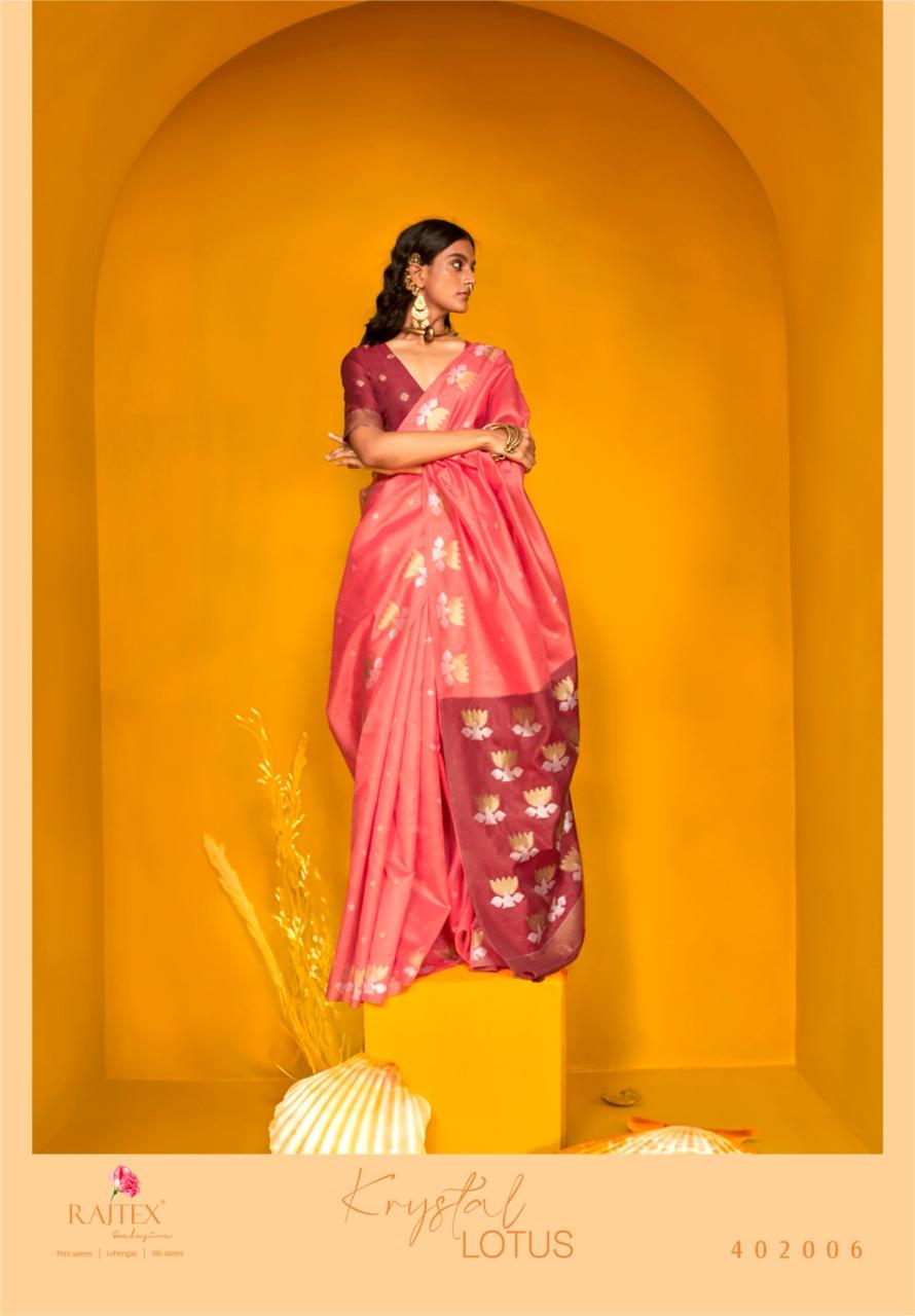 Rajtex Krystal Lotus Tussar Handloom Weaving Silk Saree