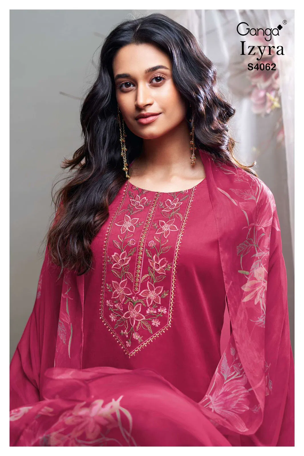Ganga Izyra 4062 Cotton Satin Embroidered Dress Material Collection