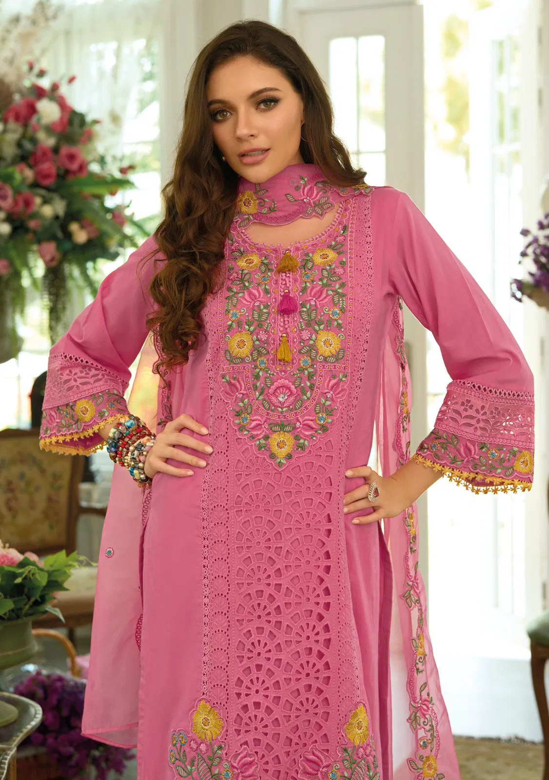 Kailee Safarnama Vol 8 Cotton Thread Worked Designer Kurti Pant And Dupatta