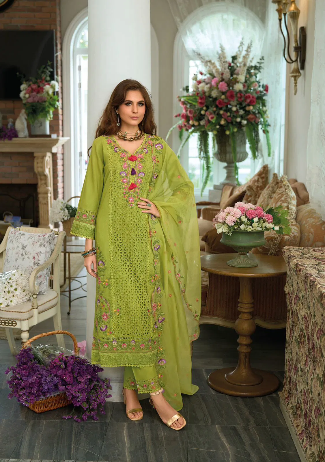 Kailee Safarnama Vol 8 Cotton Thread Worked Designer Kurti Pant And Dupatta