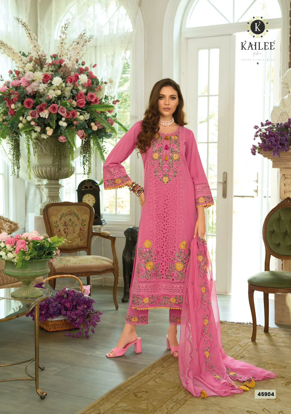 Kailee Safarnama Vol 8 Cotton Thread Worked Designer Kurti Pant And Dupatta