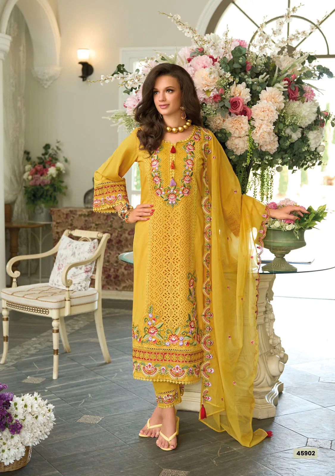 Kailee Safarnama Vol 8 Cotton Thread Worked Designer Kurti Pant And Dupatta