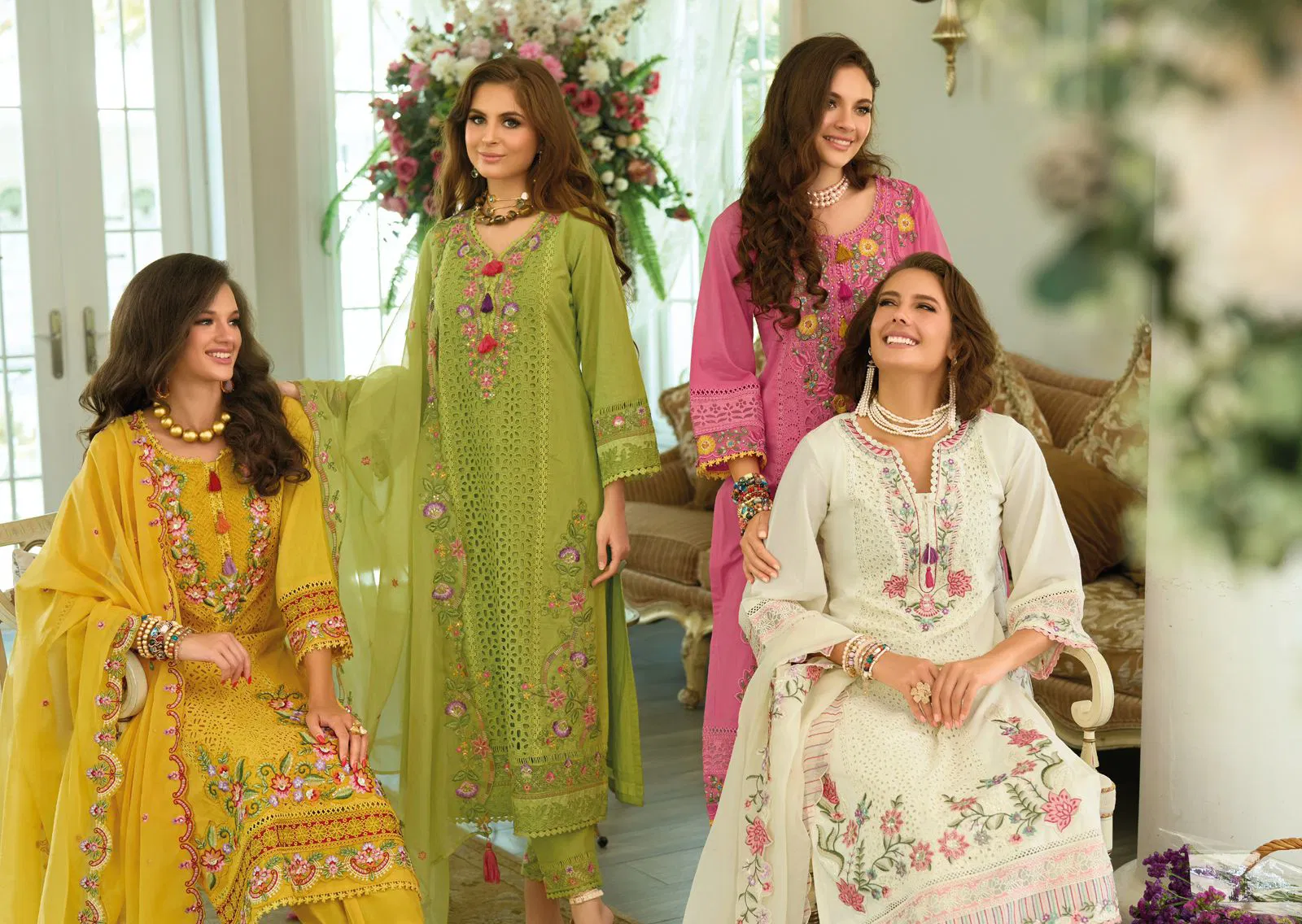 Kailee Safarnama Vol 8 Cotton Thread Worked Designer Kurti Pant And Dupatta
