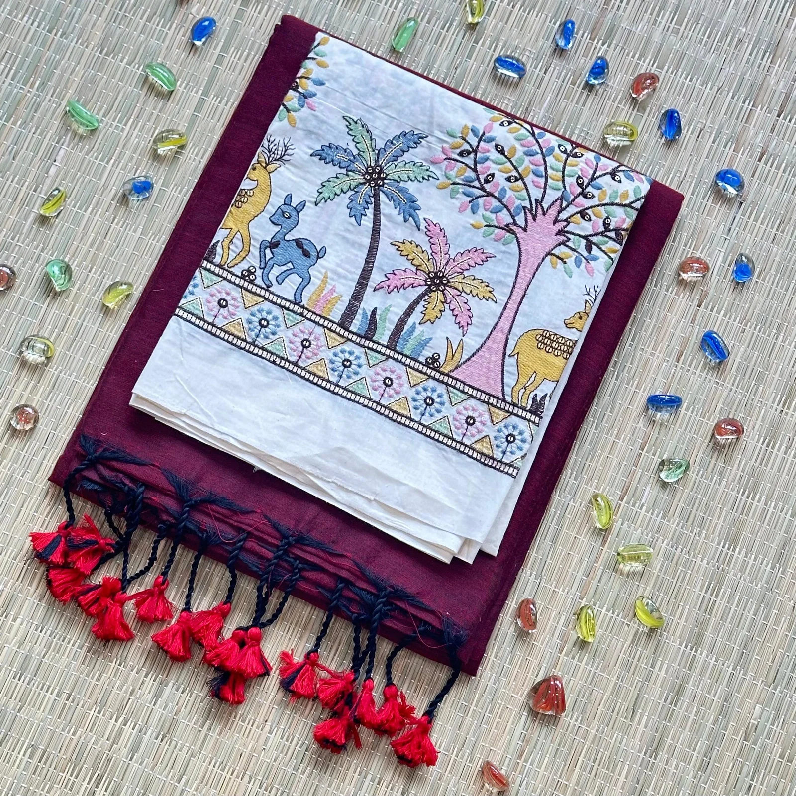 SF HK15 Khadi Cotton With Embroidery Blouse Saree Collection